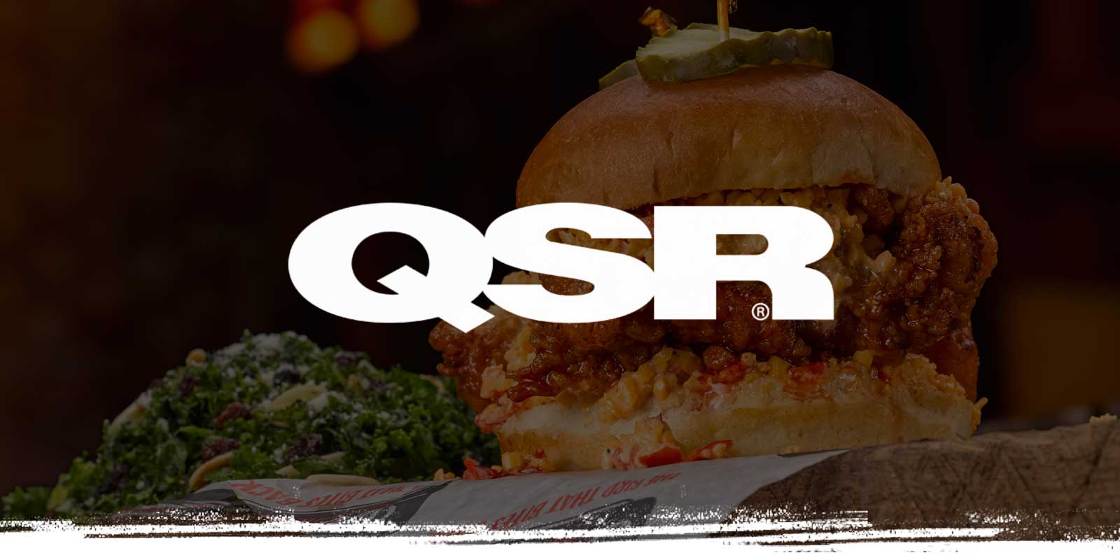 QSR logo on Pimento Chicken Sammie background