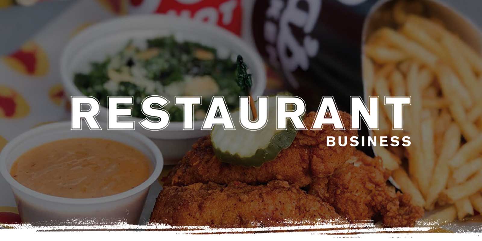 Restaurant Business logo on Chicken Tenders meal background