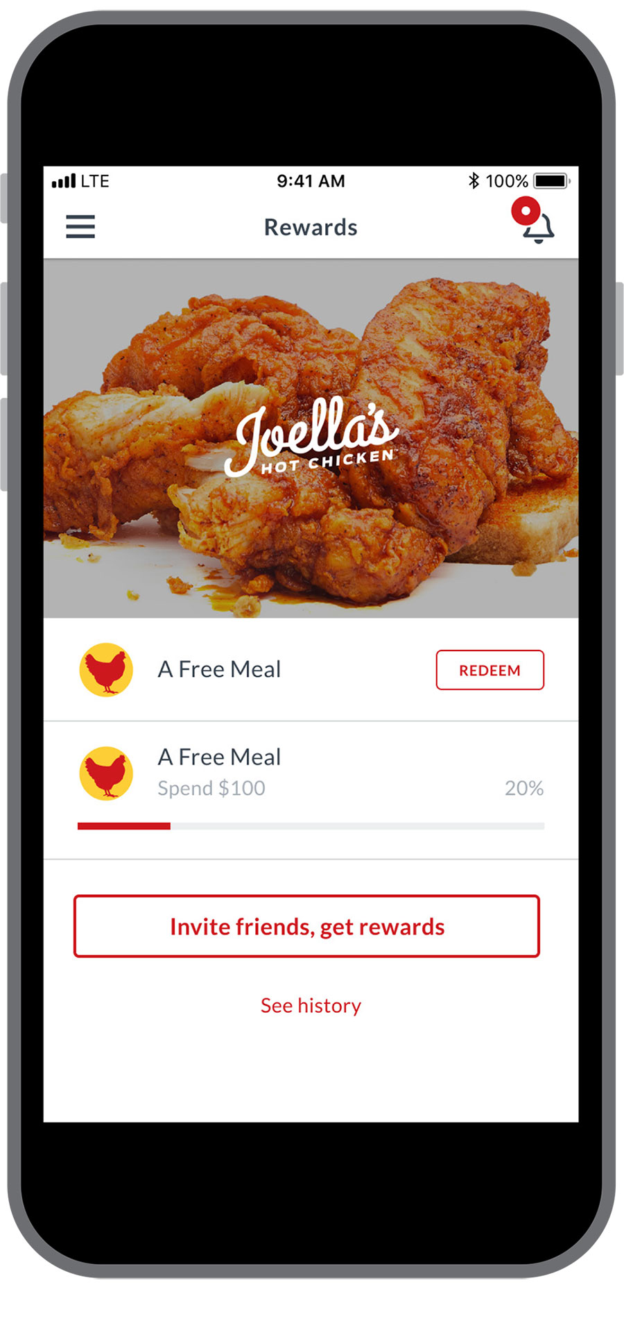Joella's Rewards app screen example